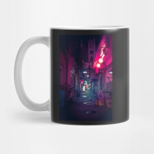 Synthwave Tokyo Neon Underworld Red Lantern in narrow dark alley Mug